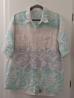 Vintage Pacific Coast Highway PCH Mens Pastel Hawaiian Button-Up Shirt XL